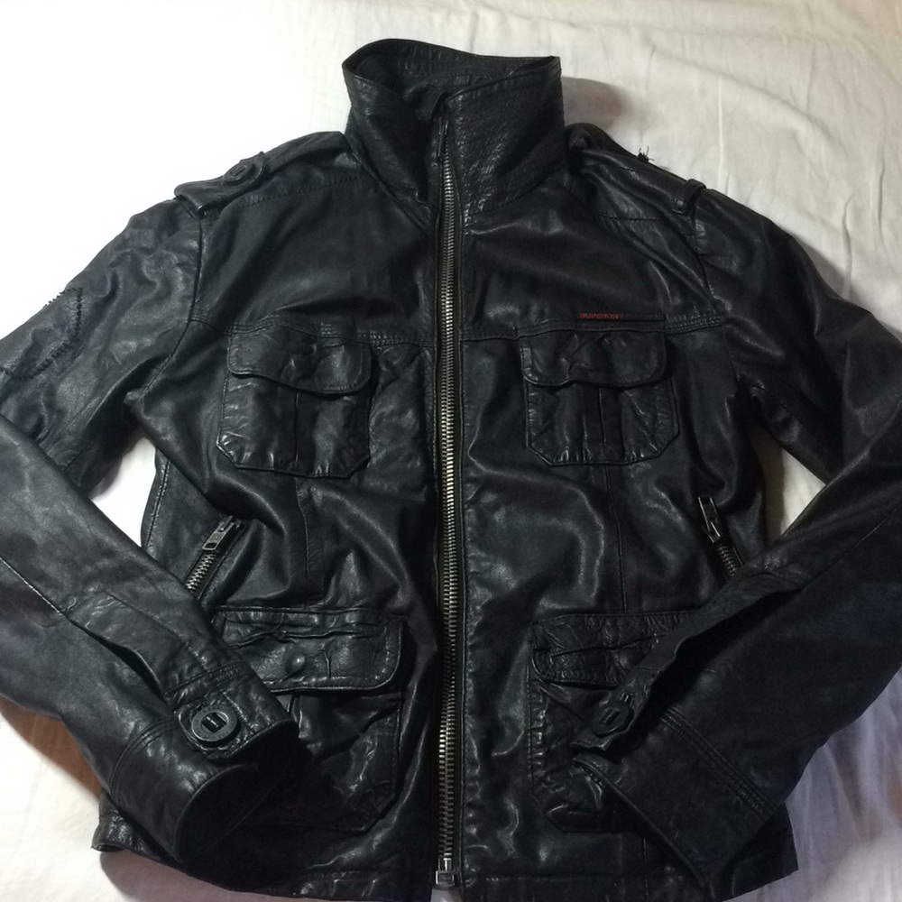SuperDry leather Polyester Black jacket